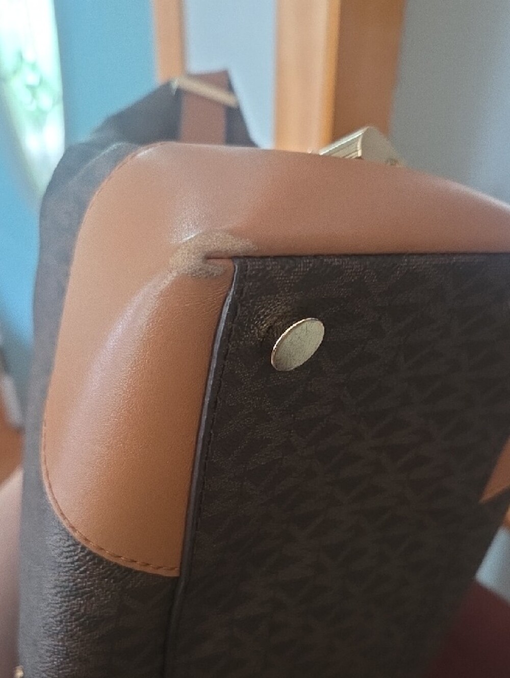 Michael Kors Dark Brown Logo Messenger Bag with Tan Trim - Picture 5 of 9